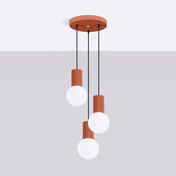 LED Pendelleuchte Halo 3-flammig Roter Ocker – Designleuchte-Leuchtezauber