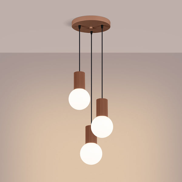 LED Pendelleuchte Halo 3-flammig Mokka – Design Deckenlampe-Leuchtezauber