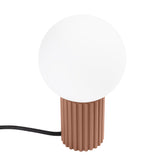 Tischlampe Halo Mokka – Runde Tischlampe In Mokka Mit Textilschirm-Leuchtezauber