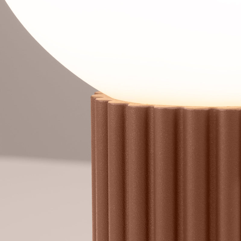 Tischlampe Halo Mokka – Runde Tischlampe In Mokka Mit Textilschirm-Leuchtezauber