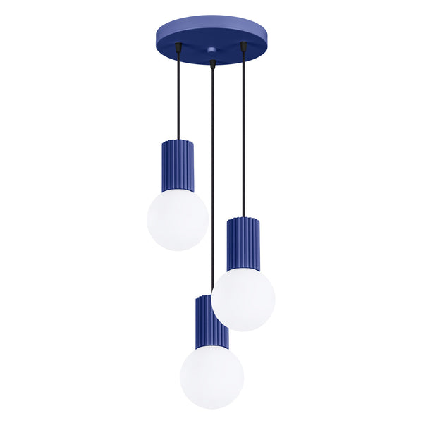 LED Pendelleuchte Halo 3-flammig Ultramarin – Designleuchte-Leuchtezauber