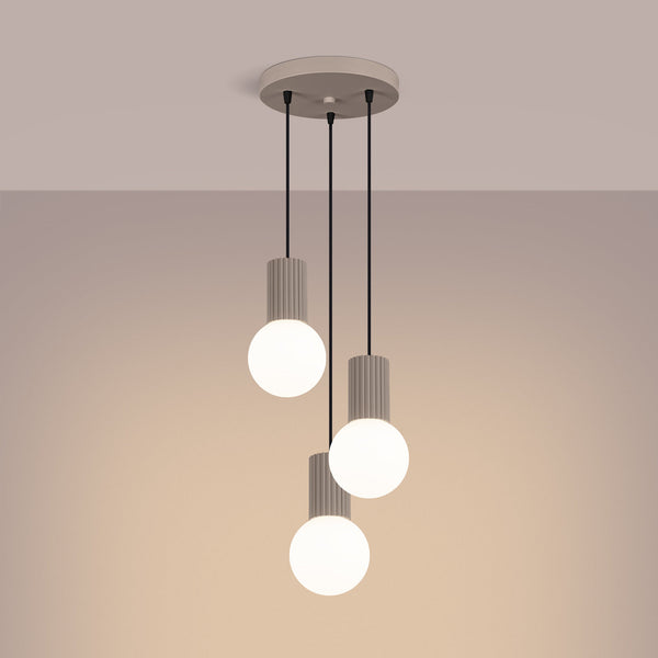 LED Pendelleuchte Halo 3-flammig Taupe – Design Deckenleuchte-Leuchtezauber