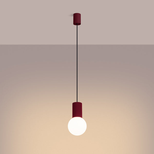 LED Pendelleuchte Halo 1-flammig Burgunderrot – Modernes Design-Leuchtezauber
