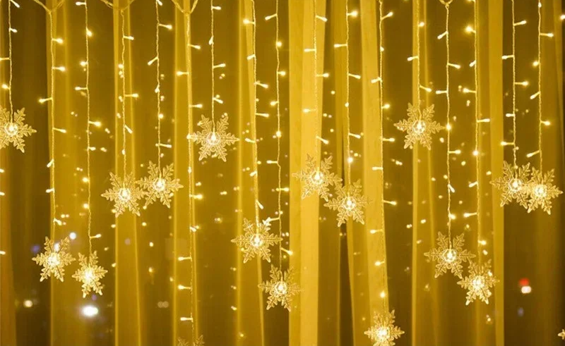 LumaSnow 4M LED Schneeflocken-Lichtervorhang – Weihnachts-Eiszapfen-Lichterkette