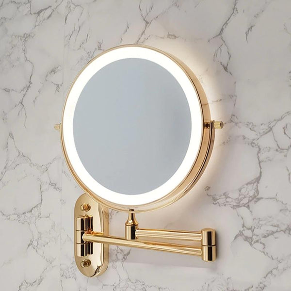 Goldener wiederaufladbarer LED-Vergrößerungsspiegel für Make-up und Badezimmer-Leuchtezauber