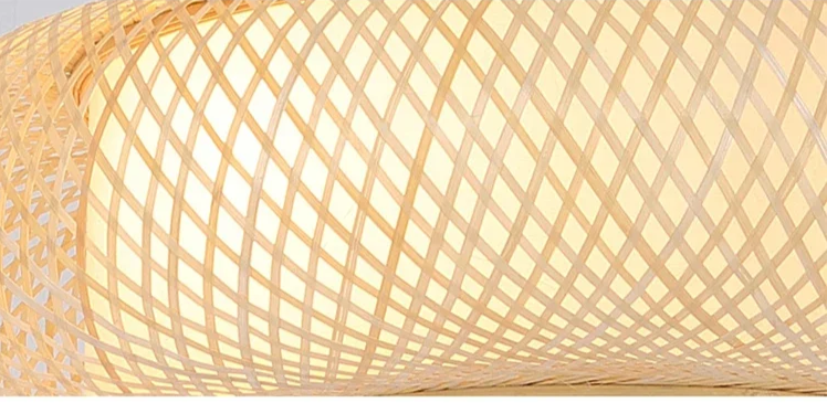 BambuLoom Grace: Handgefertigte Bambus-Rattan-Hängeleuchte-Leuchtezauber