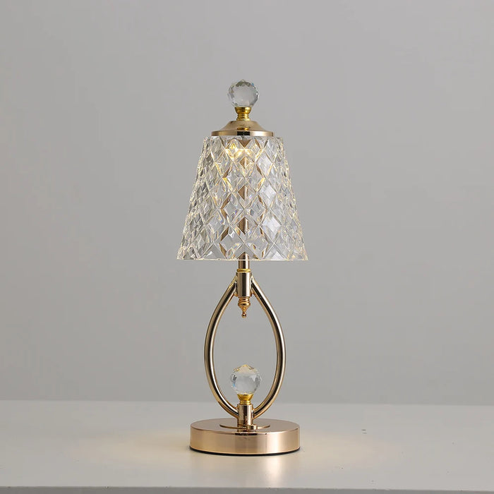 Vintage Goldene Tischlampe aus Kristall-Leuchtezauber
