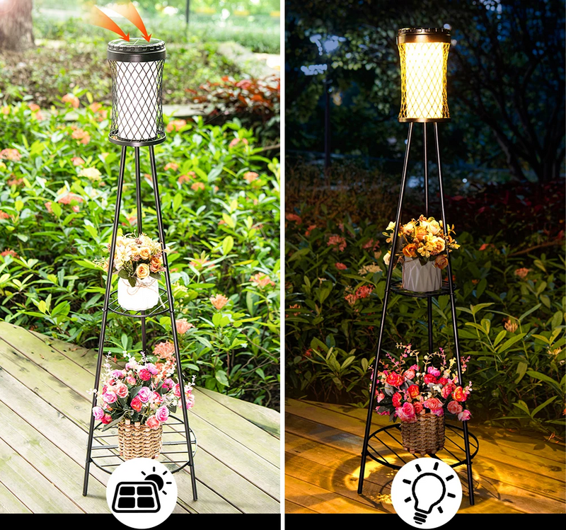 SolarBloom Solar-Gartenleuchte mit Pflanzenständer – Deko-Laterne für Terrasse, Garten & Balkon-Leuchtezauber