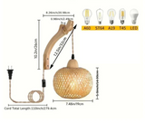 NaturLume Bambus Wandlaterne – Handgeflochtene Wandleuchte aus Rattan mit E27 Sockel-Leuchtezauber