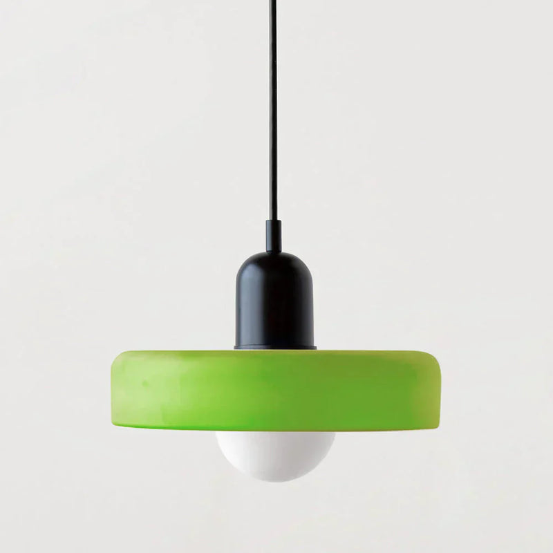 Bauhaus-Pendelleuchte aus farbigem Glas-Leuchtezauber