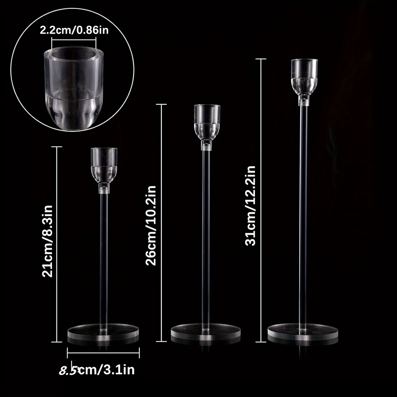 LumenAcry Acryl-Kerzenhalter Set (3-teilig)-Leuchtezauber