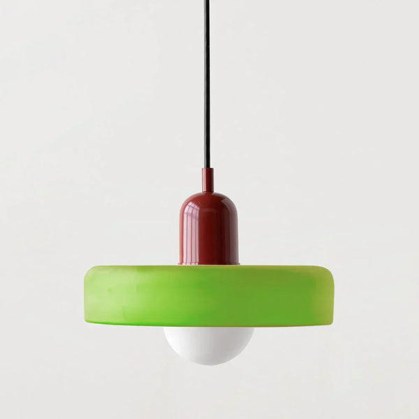 Bauhaus-Pendelleuchte aus farbigem Glas-Leuchtezauber