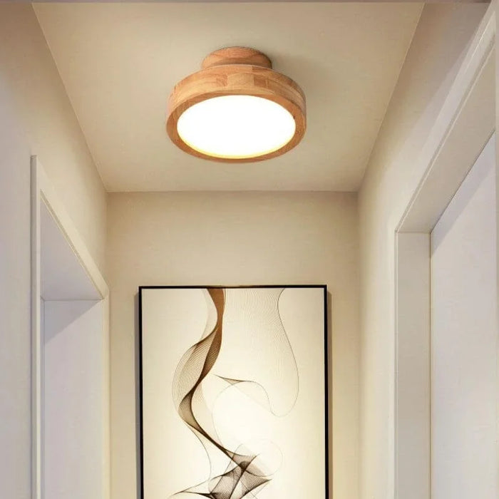 Runde Deckenlampe aus Holz-Leuchtezauber