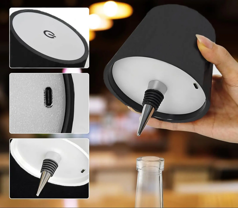 LumoVino – Kabellose Weinflaschen-Tischlampe mit Touch-Steuerung & Stufenloser Dimmung-Leuchtezauber