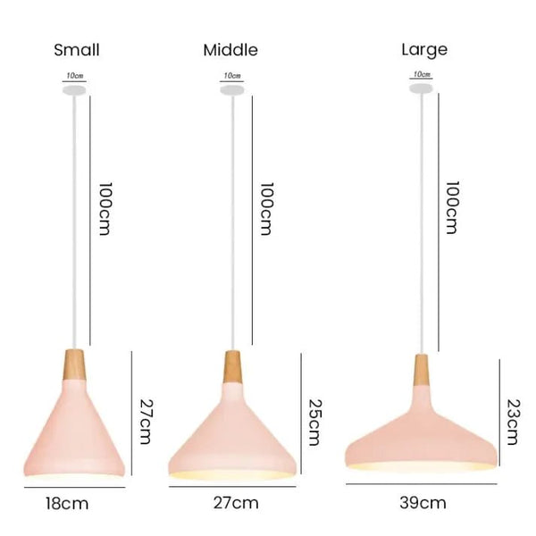 Französische konische Macaron-Hängelampe aus Metall-Leuchtezauber