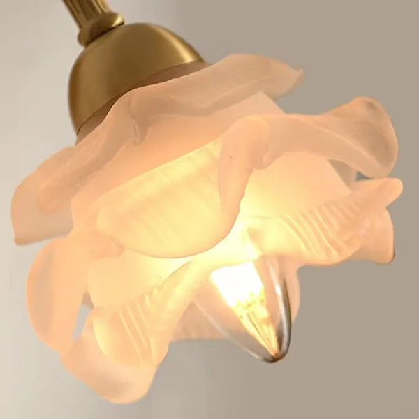 Vintage Kupfer-Blütenblatt-Glas-Wandlampe-Leuchtezauber