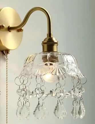 AuroraLux Nordic Wandleuchte – Moderne Kupfer-Wandleuchte mit Zugschalter & Glaskappe
