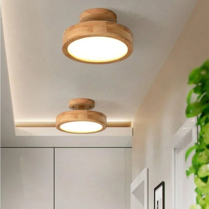 Runde Deckenlampe aus Holz-Leuchtezauber