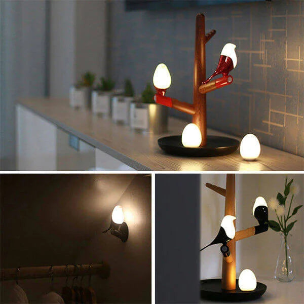 Magpie Wooden LED Smart Sensor Wiederaufladbare Tischlampe-Leuchtezauber