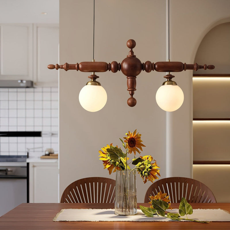 Zeitloser LED-Kronleuchter aus Cambridge-Holz-Leuchtezauber