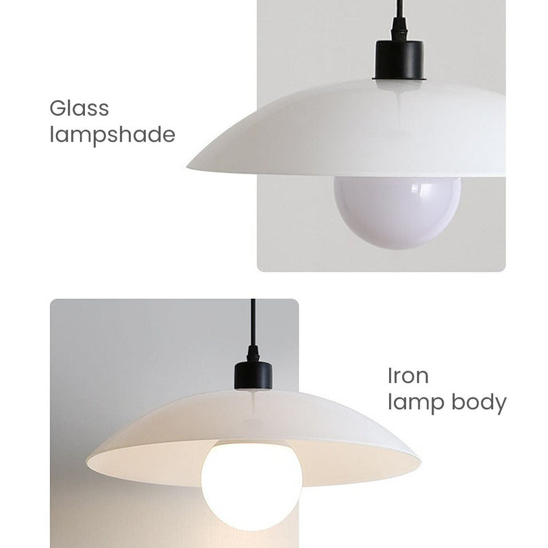Minimalistische Hängelampe aus weißem Verbundglas-Leuchtezauber