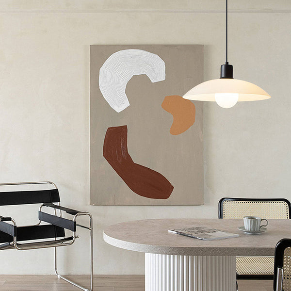 Minimalistische Hängelampe aus weißem Verbundglas-Leuchtezauber