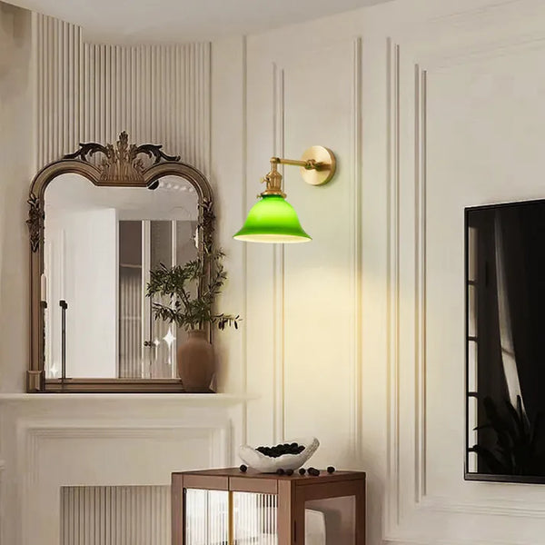 Einstellbar Vintage-Wandlampe aus grünem Glas-Leuchtezauber