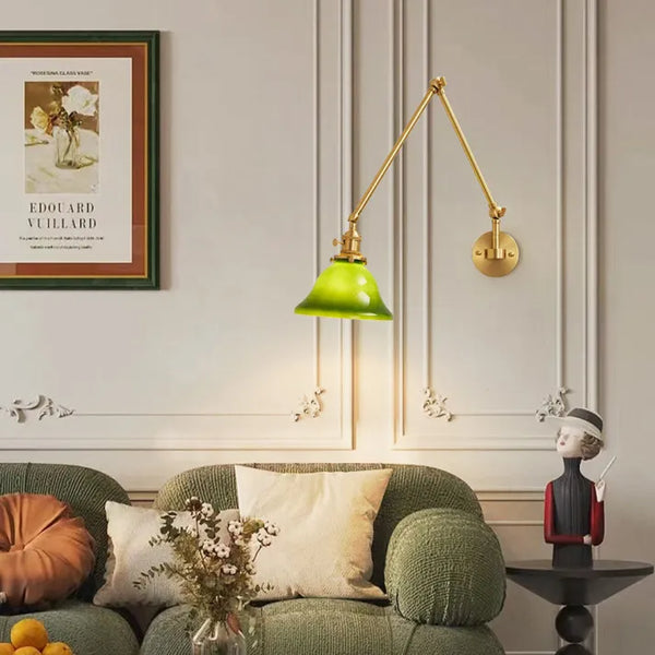 Einstellbar Vintage-Wandlampe aus grünem Glas-Leuchtezauber