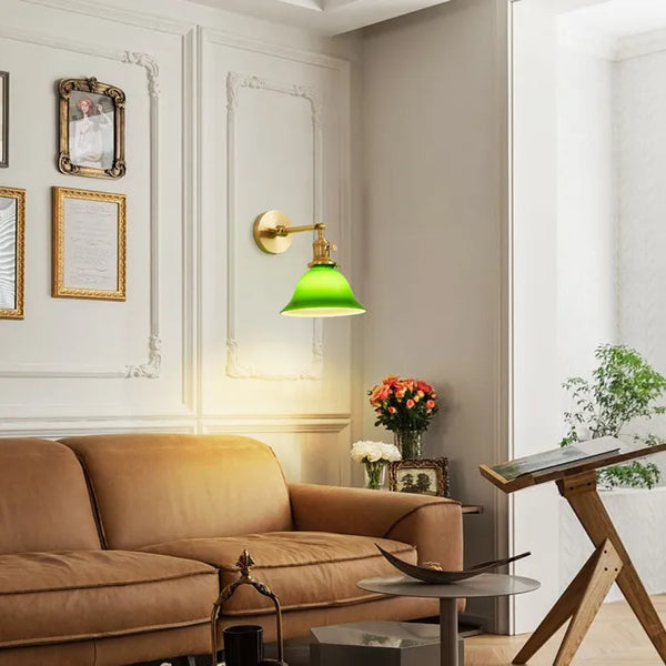 Einstellbar Vintage-Wandlampe aus grünem Glas-Leuchtezauber