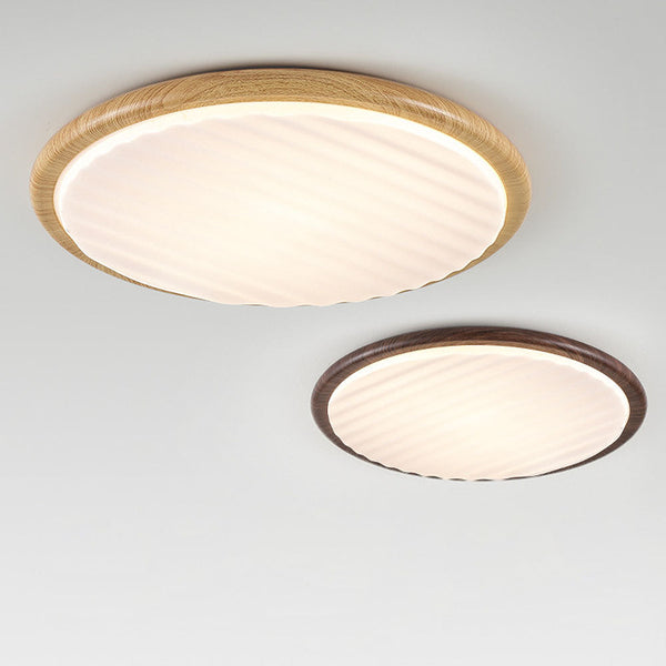 Runde, plissierte LED-Schlafzimmer-Deckenleuchte aus Holz-Leuchtezauber