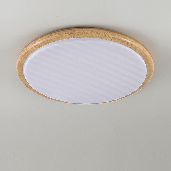 Runde, plissierte LED-Schlafzimmer-Deckenleuchte aus Holz-Leuchtezauber