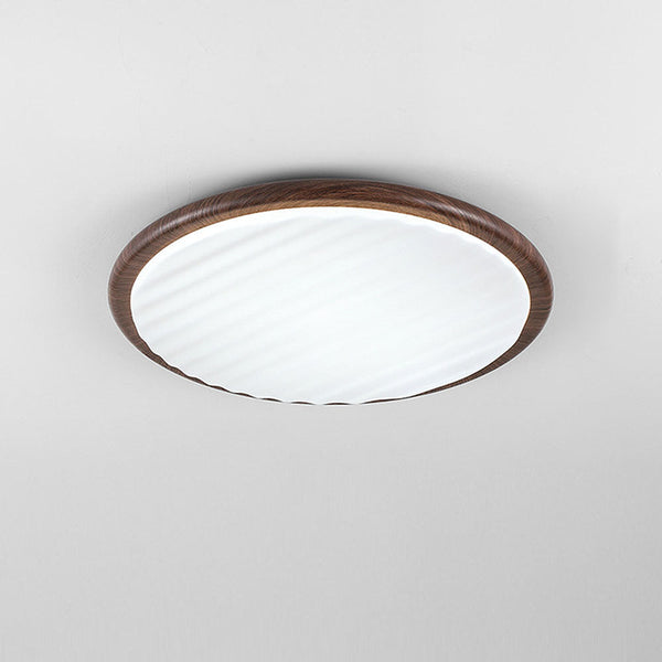 Runde, plissierte LED-Schlafzimmer-Deckenleuchte aus Holz-Leuchtezauber