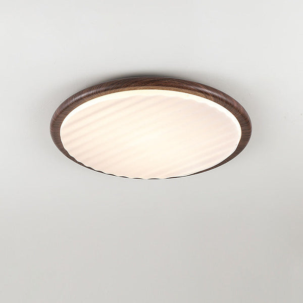 Runde, plissierte LED-Schlafzimmer-Deckenleuchte aus Holz-Leuchtezauber