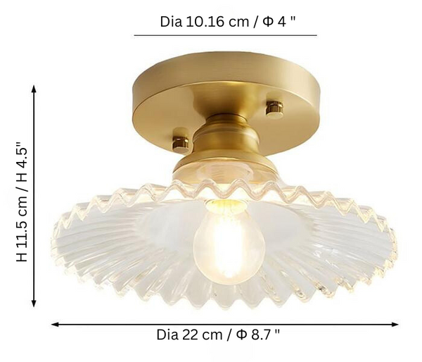 Gerippte Vintage-Deckenlampe aus klarem Glas-Leuchtezauber