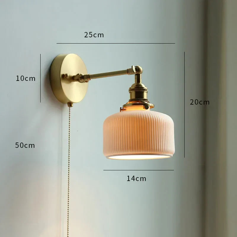 AuroraLux Nordic Wandleuchte – Moderne Kupfer-Wandleuchte mit Zugschalter & Glaskappe