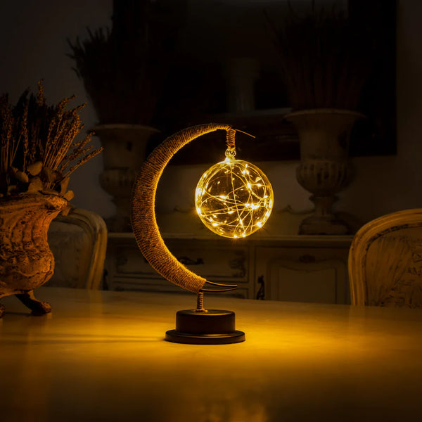 Enchanted Glas Mond Lampe mit warmem Licht für auf dem Tisch-Leuchtezauber