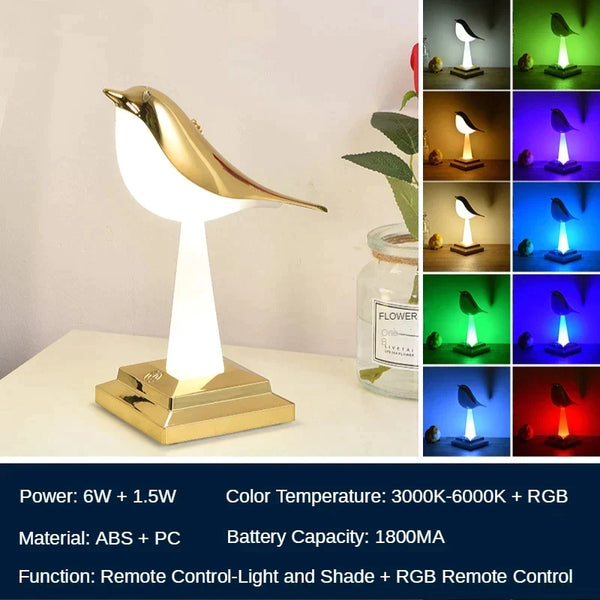 Exklusive Tischlampe in Form eines Vogels-Leuchtezauber