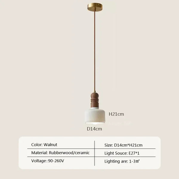 Cremefarbene Wind-Hängelampe aus massivem Holz-Leuchtezauber