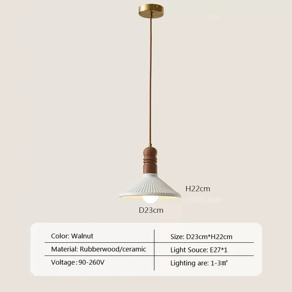 Cremefarbene Wind-Hängelampe aus massivem Holz-Leuchtezauber