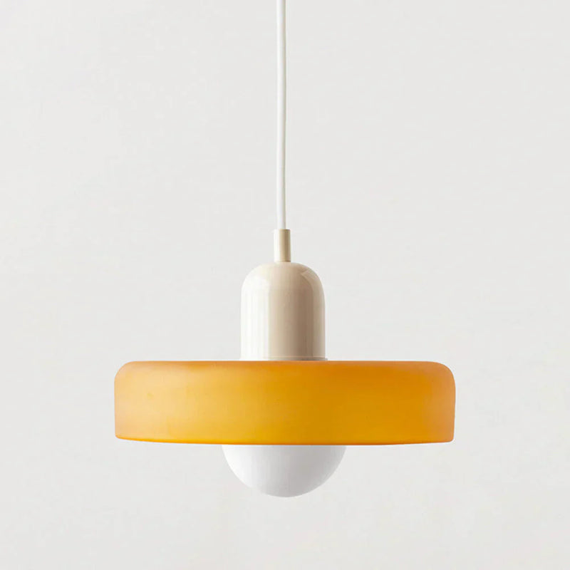 Bauhaus-Pendelleuchte aus farbigem Glas-Leuchtezauber