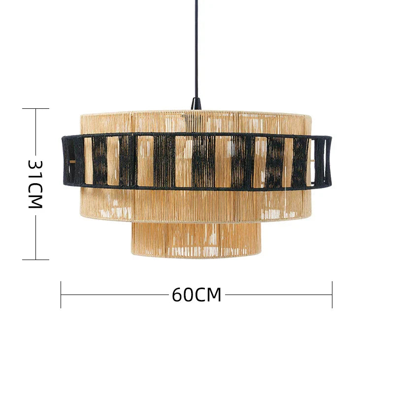 BonLumi Naturé – Retro Bonbon Pendelleuchte aus Hanfseil & Rattan