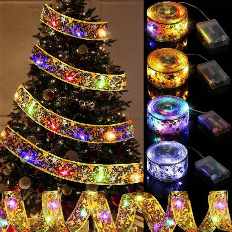 LumiRibbon Goldene Weihnachtsband LED Lichterkette – 2M/5M/10M
