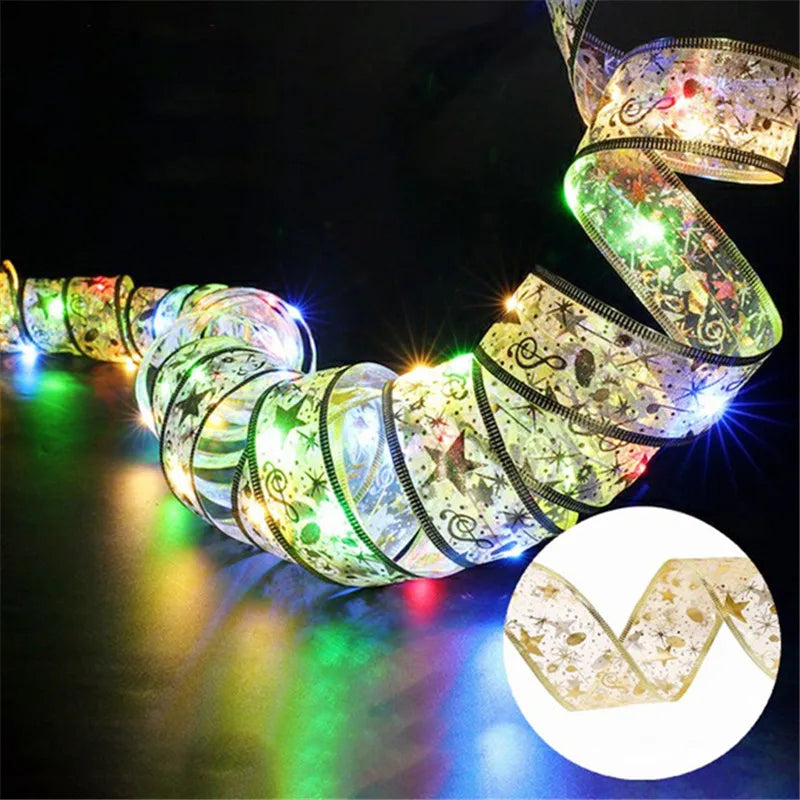LumiRibbon Goldene Weihnachtsband LED Lichterkette – 2M/5M/10M