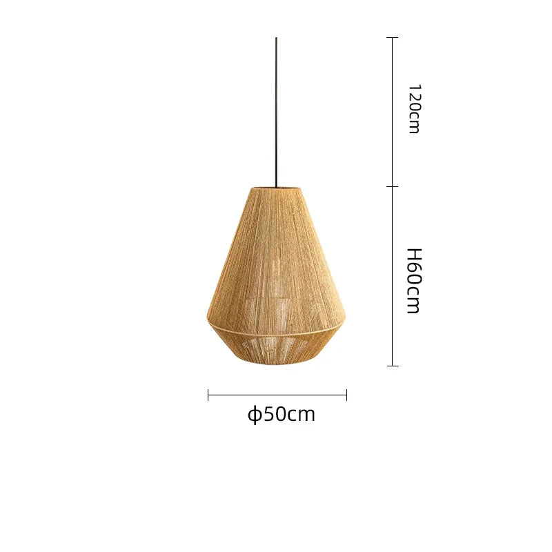 BonLumi Naturé – Retro Bonbon Pendelleuchte aus Hanfseil & Rattan