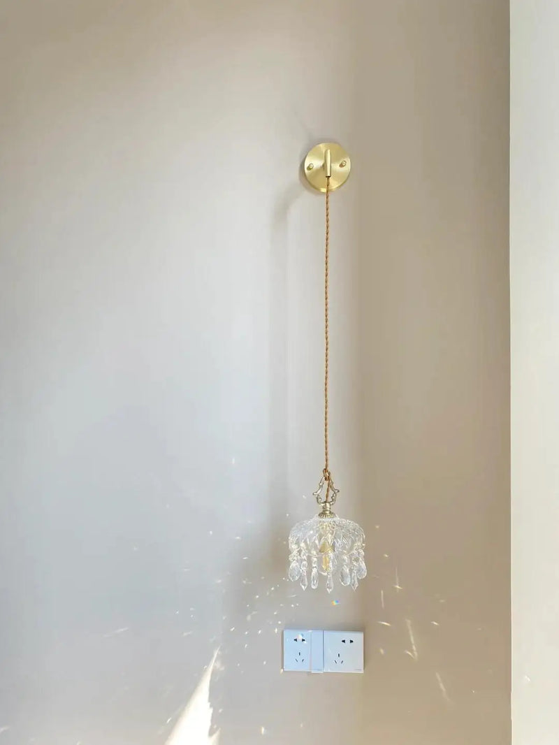 Französische Retro Glas Pendelleuchte