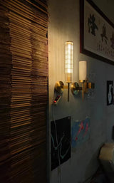 Moderne Wandlampe aus Klarem Glas mit Gold-Messing