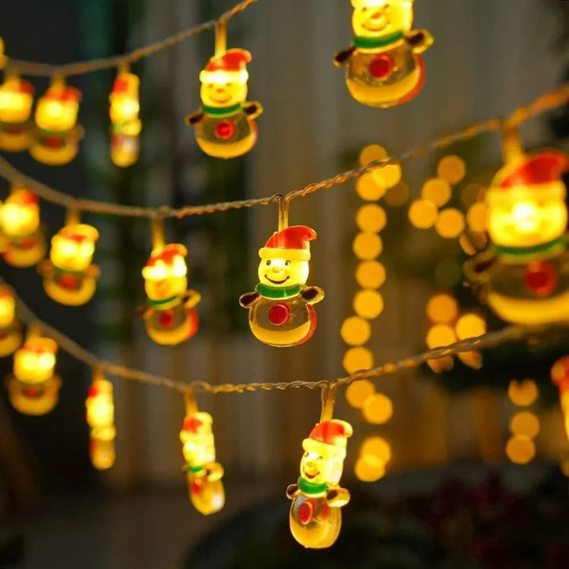 LumiJoy Weihnachts LED Lichterkette – Tannenbaum, Schneemann & Weihnachtsmann