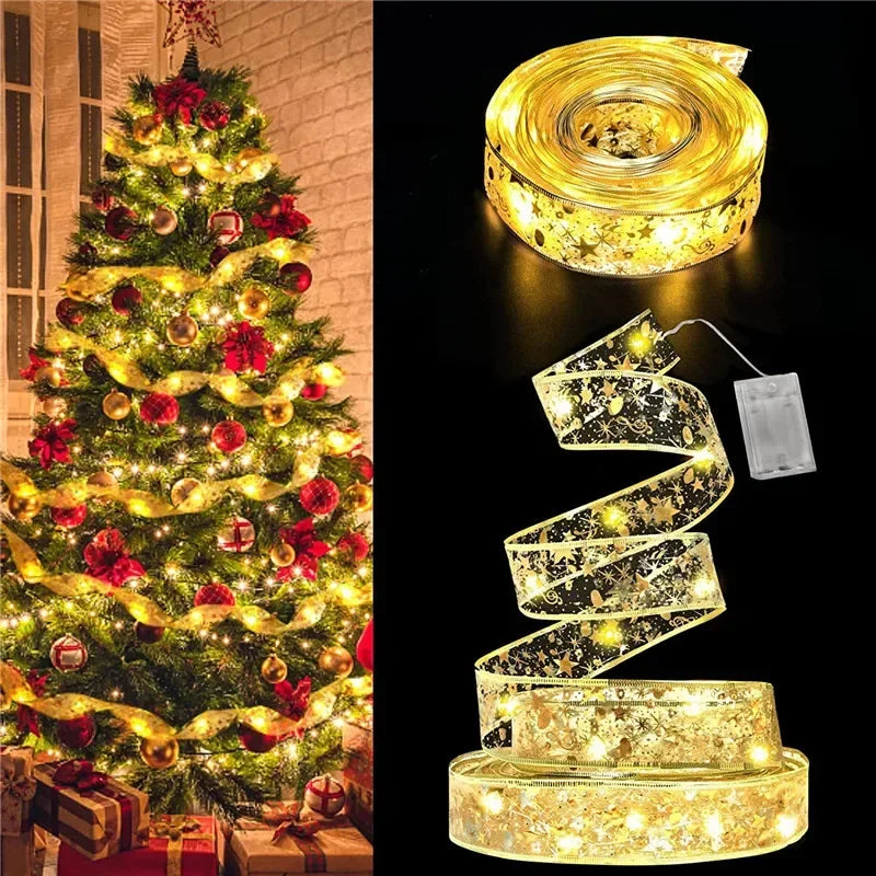LumiRibbon Goldene Weihnachtsband LED Lichterkette – 2M/5M/10M
