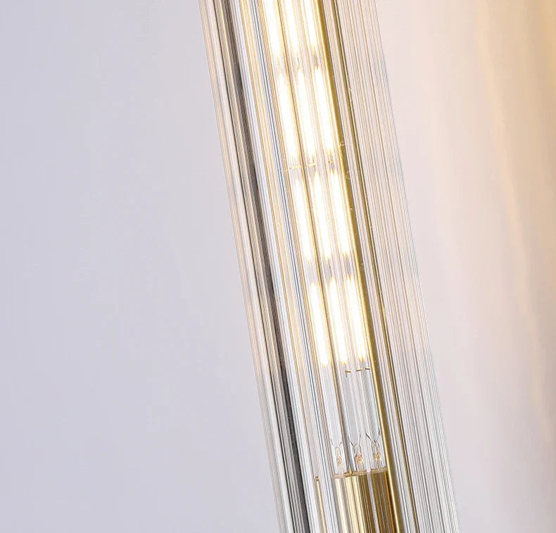 Moderne Wandlampe aus Klarem Glas mit Gold-Messing