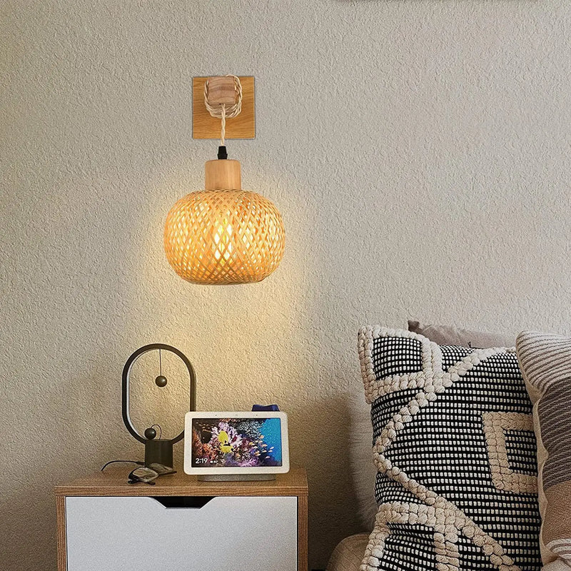 SolBambu Wandlampe – Handgeflochtene Bambuslaterne für Moderne Naturräume-Leuchtezauber
